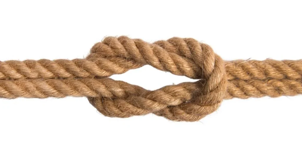 Seil, das zu einem Knoten gebunden ist